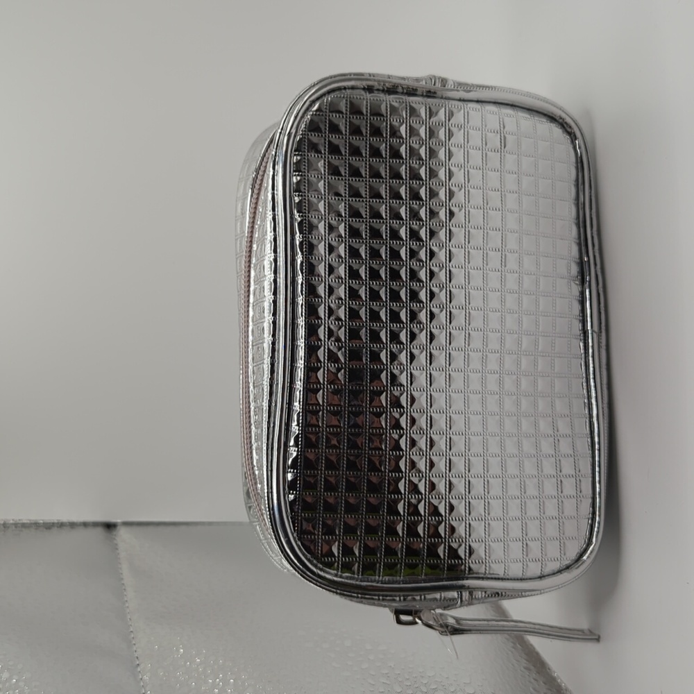 Silver makeup bag